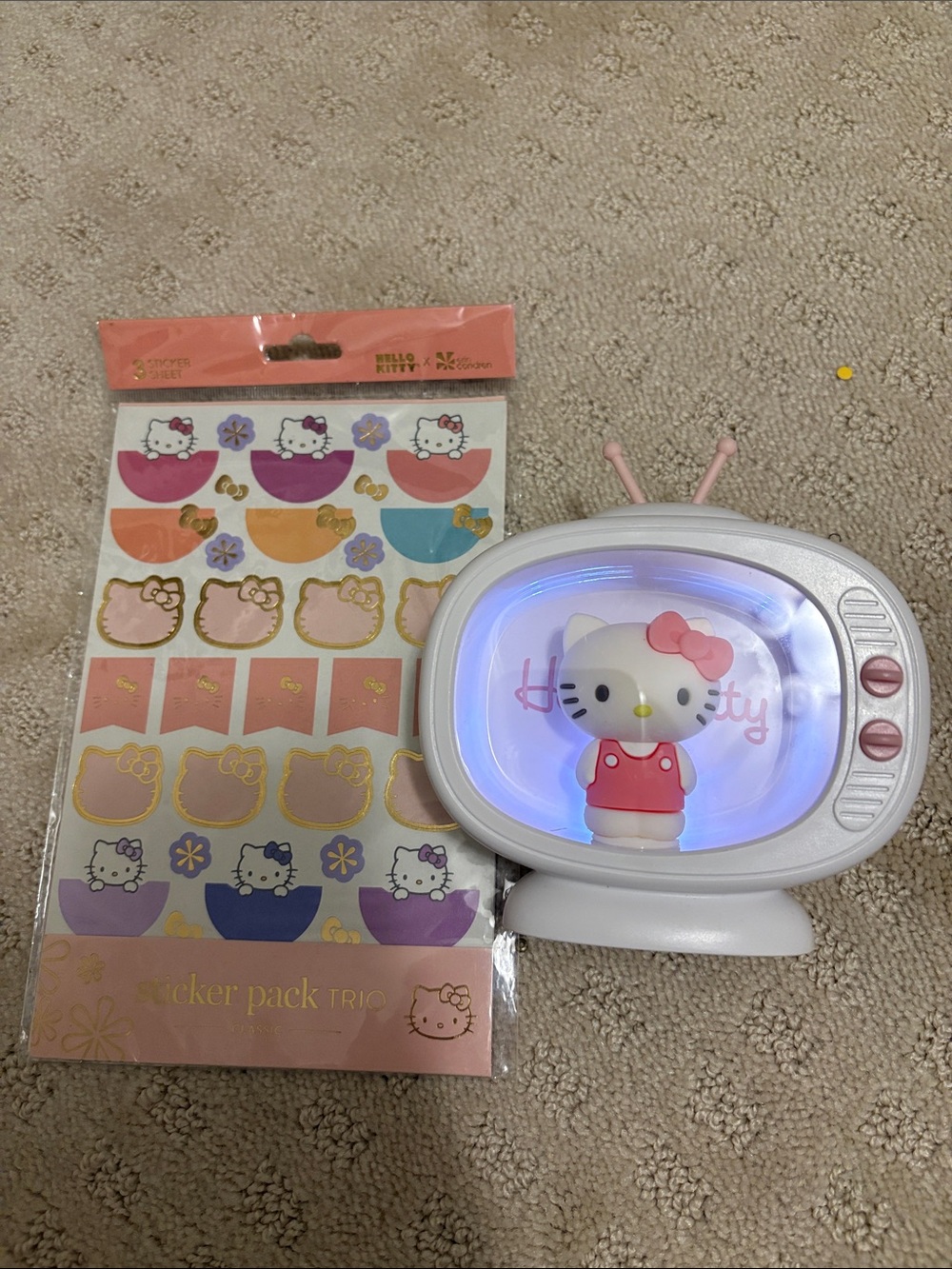 Hello Kitty Pink and White TV Lamp with Blue Glow
